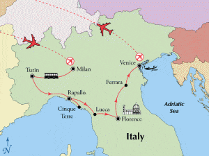 italy terre cinque milan venice tuscany tour northern map