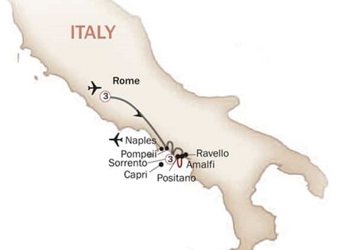 rome sorrento one week southern italy tour itinerary map