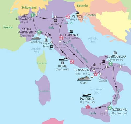 sicily italy tour north south itinerary map