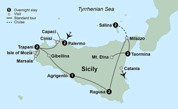 sicily map small group tours