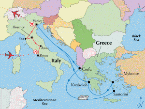 italy tour greek isles cruise map
