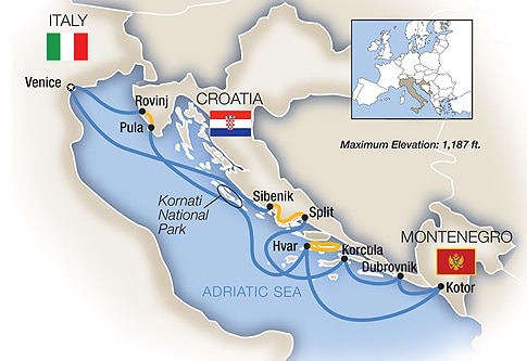 dalmatian coast cruise map