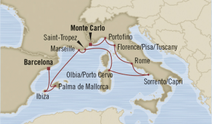 map italy cruise barcelona montecarlo