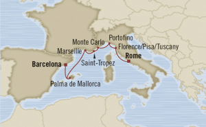 map rome barcelona italy cruise