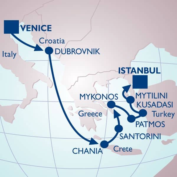 itinerary map venice cruise adriatic greek isles turkey may 2016