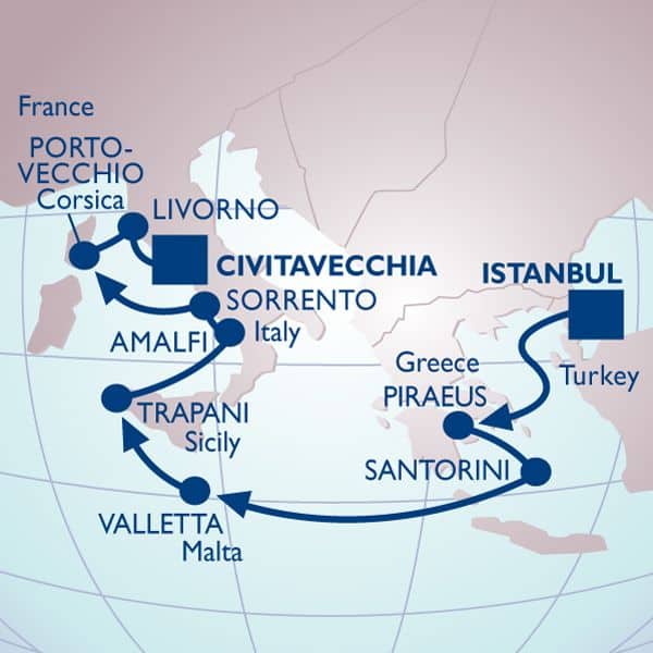Istanbul to Greece, Sicily, Amalfi Coast, Italian Coast Cruise Italy