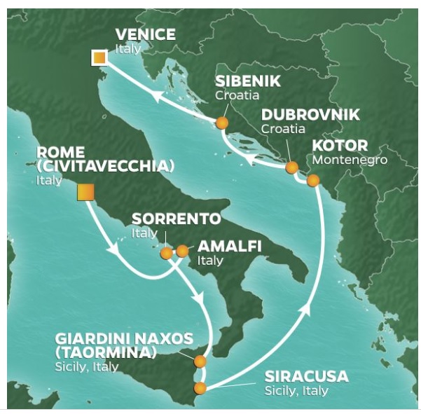 10 Night Rome Cruise to Amalfi Coast, Sicily, Dalmation Coast, Venice