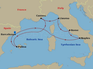 ncl epic barcelona cruise itinerary map