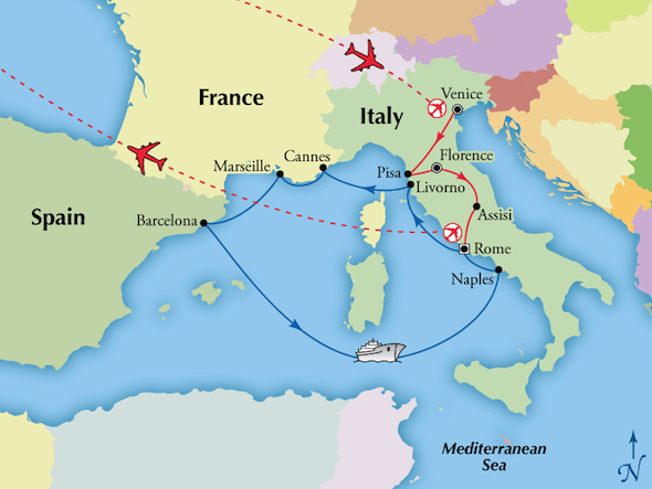 mediterranean cruise from spain to italy