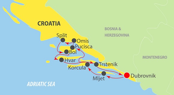 dalmatian coast cruise map itinerary