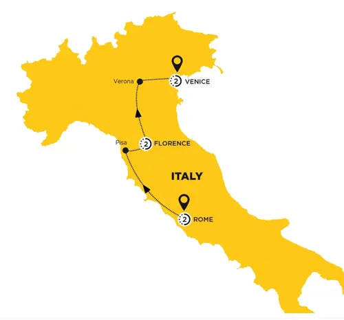 rome florence venice italy tour itinerary map