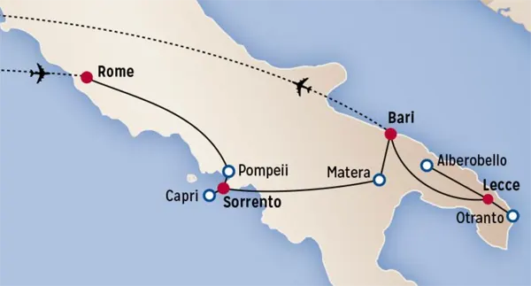 rome amalfi coast puglia tour