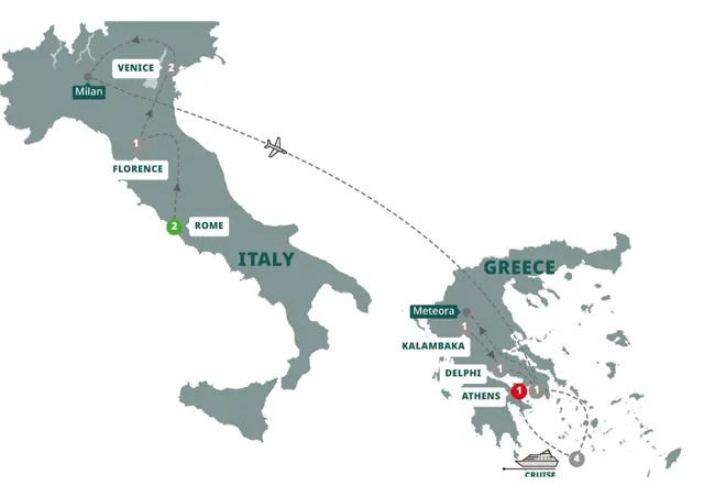 italy tour greek islands cruise itinerary map