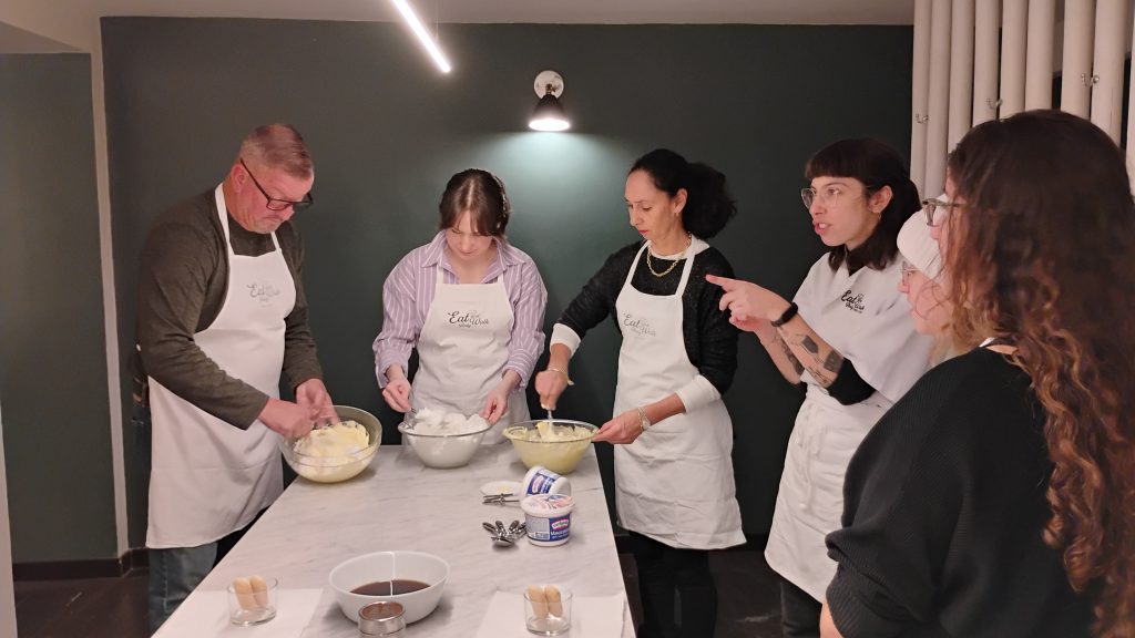 Lorena in Italian cooking class, hands-on pasta making