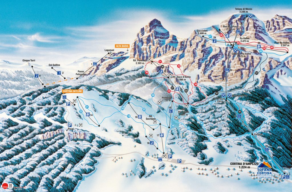 Tofane Alpine Skiing Centre slopes map