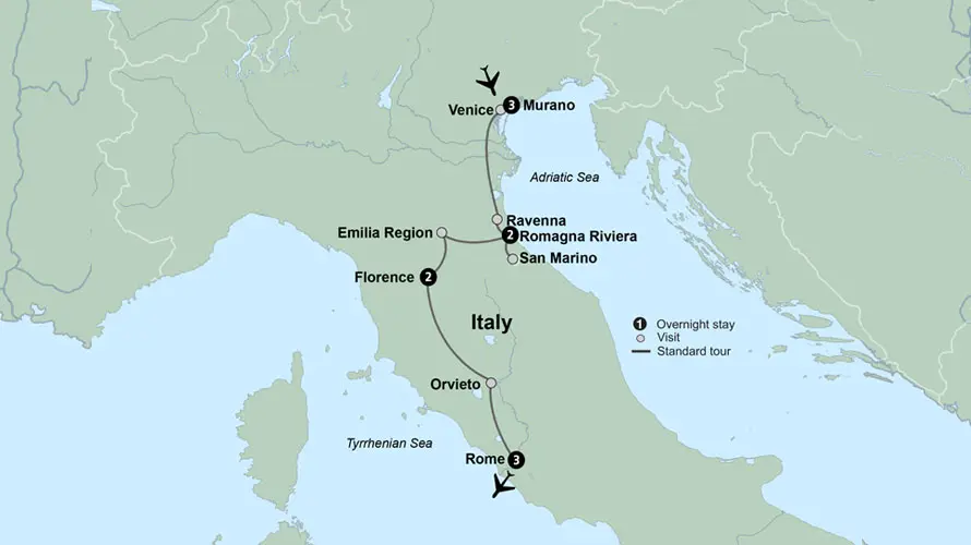 rome florence venice small group italy tour itinerary map